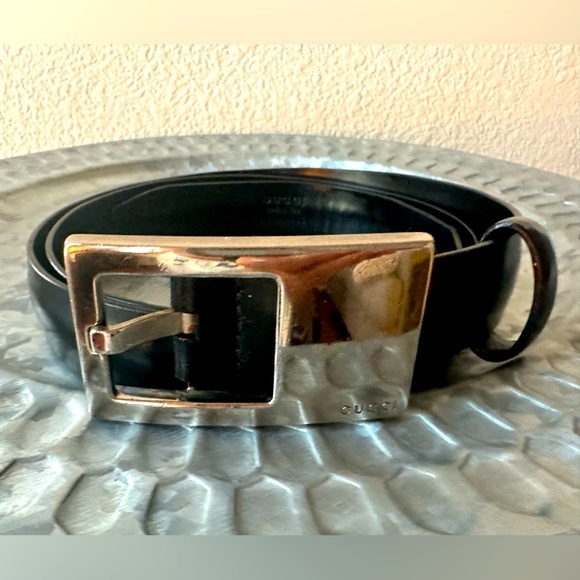 Gucci G Black Belt- 42” X 1” overall- The smallest hole makes it a 34” Waist! - Picture 1 of 10